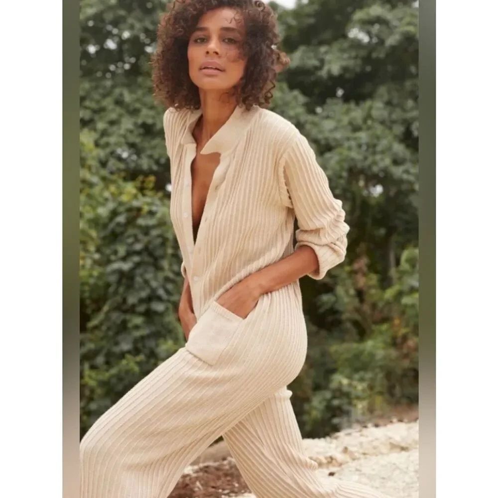RUE STIIC PHOENIX KNIT WORKSUIT SAND Sz S